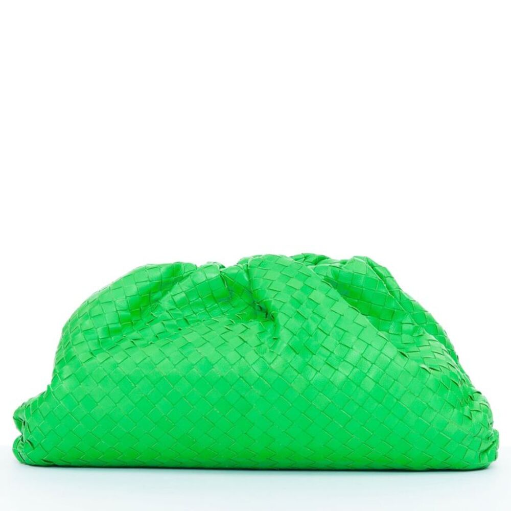 Bottega Veneta Parakeet The Pouch Green Leather Clutch Bag